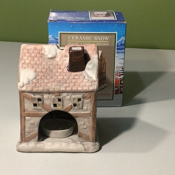 Ceramic Snow Grocery Store candle holder - Picture 3 of 5